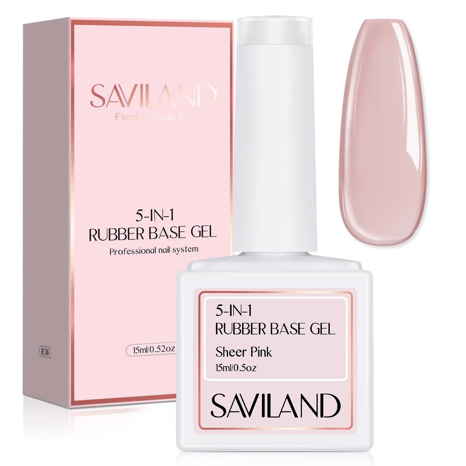 5-In-1 Rubber Base Nail Gel - Sheer Pink Builder Gel