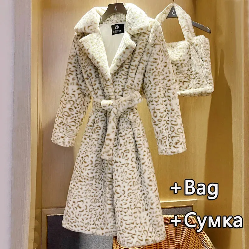 Ava Imitation Rabbit Overcoat Long Warm Dense Thick Plush Coat