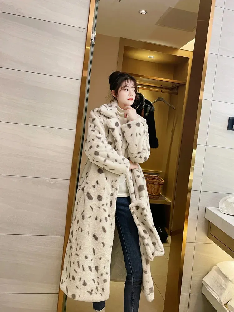 Ava Imitation Rabbit Overcoat Long Warm Dense Thick Plush Coat