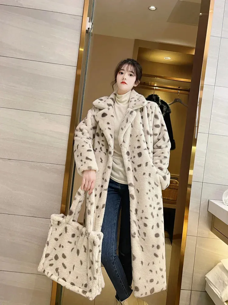 Ava Imitation Rabbit Overcoat Long Warm Dense Thick Plush Coat