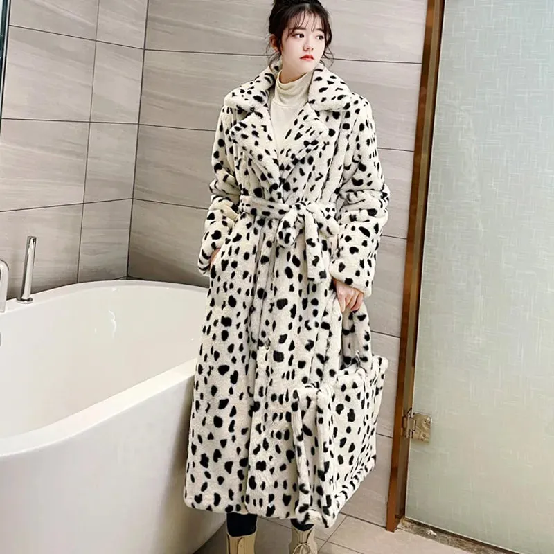 Ava Imitation Rabbit Overcoat Long Warm Dense Thick Plush Coat