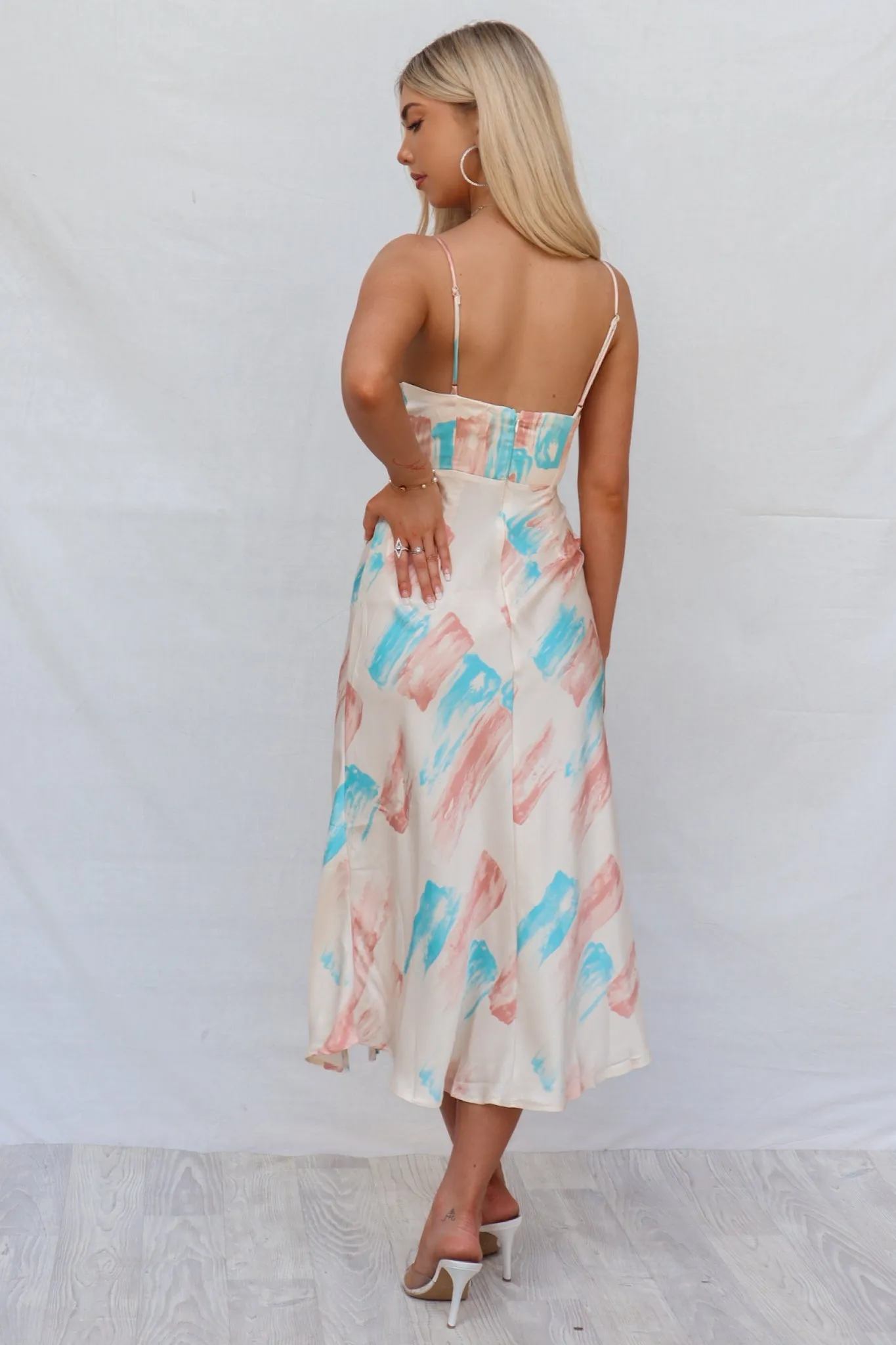 Azira Midi Dress - Champagne Multi