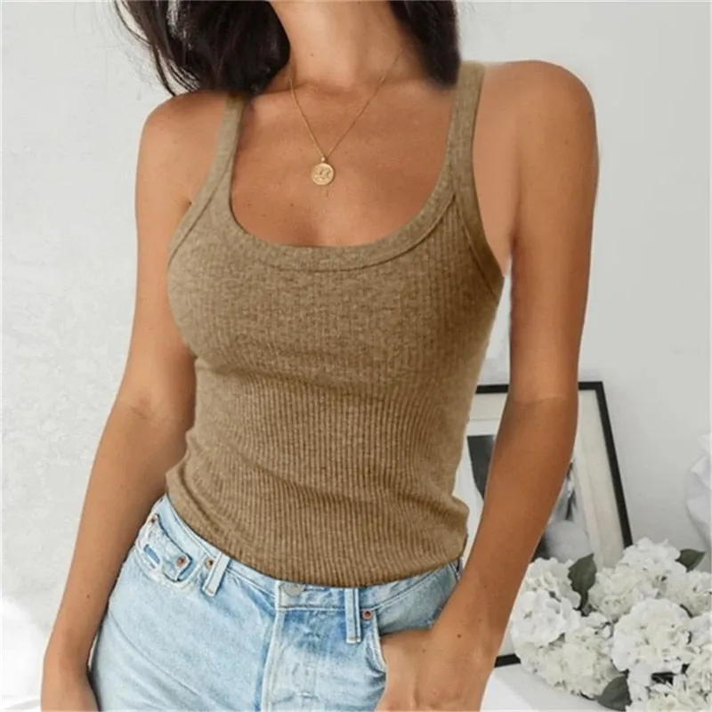 BerriesJam - 2024 Spaghetti Vest Knitted Camis U-Neck Tank Top