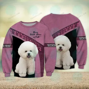 Bichon Frise Multicolor Option Love Never Walk Alone 3D Full Print Sweatshirt Christmas Shirts