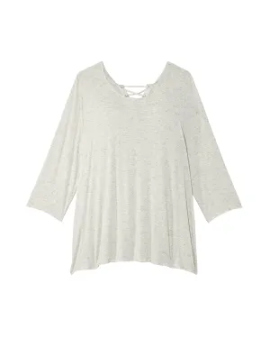 Camie 3/4 Sleeve Lace Up Back Tee | Light Grey