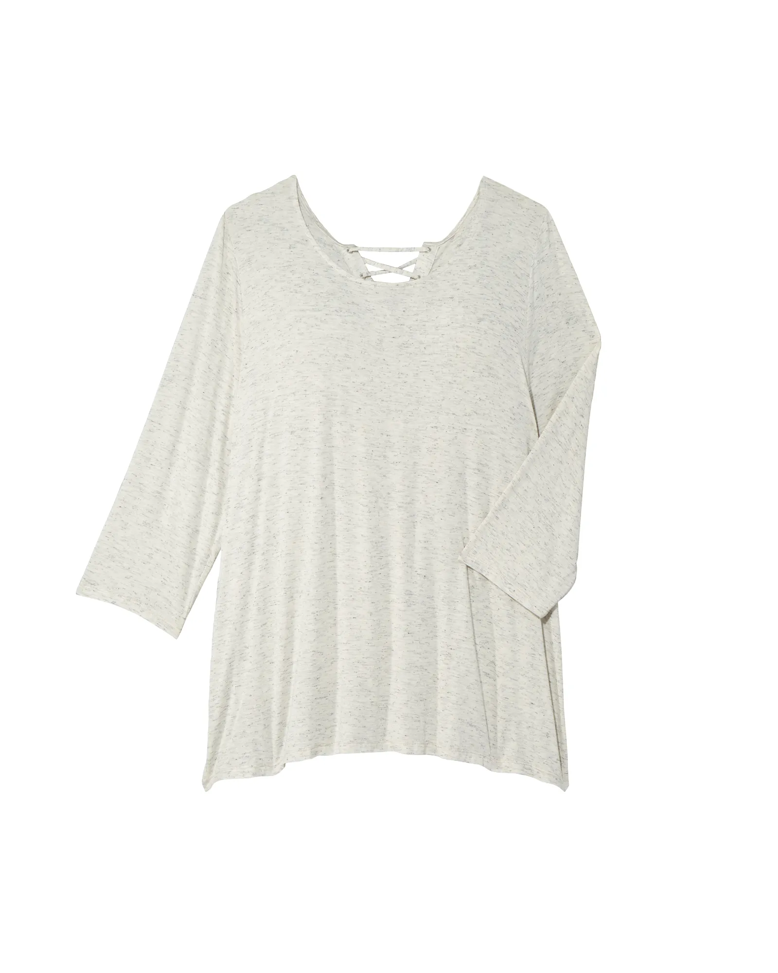 Camie 3/4 Sleeve Lace Up Back Tee | Light Grey