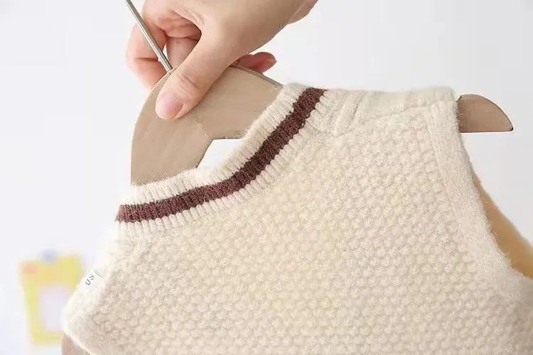 Children Knitted Chunky Sweater Outwear Vest kids