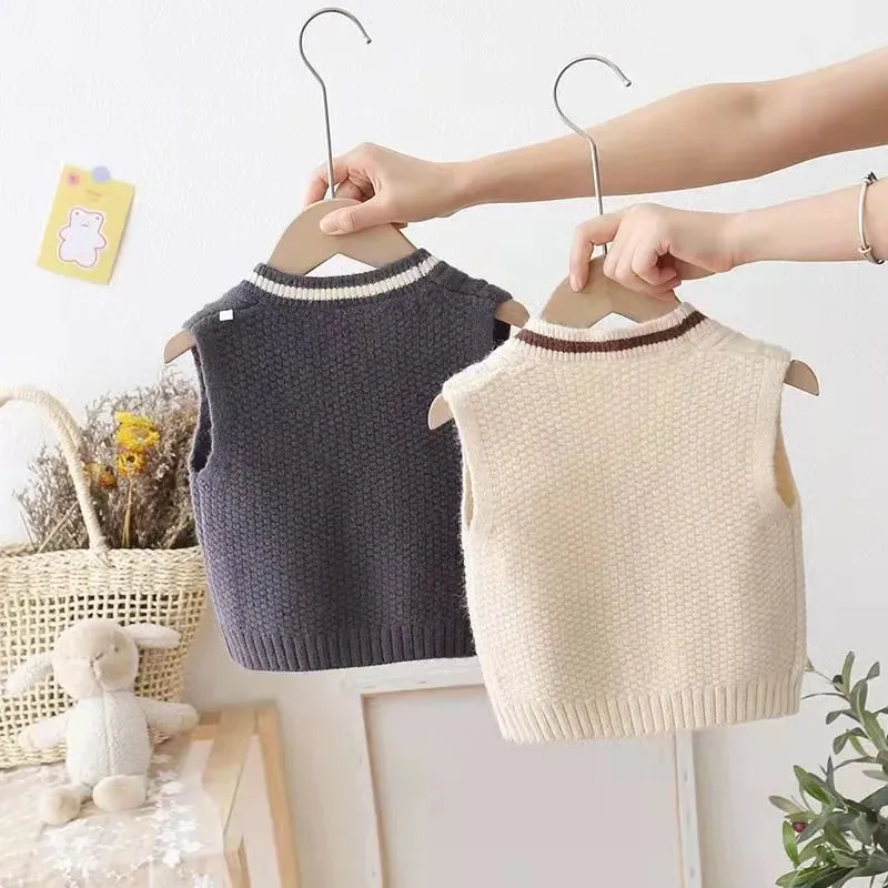 Children Knitted Chunky Sweater Outwear Vest kids