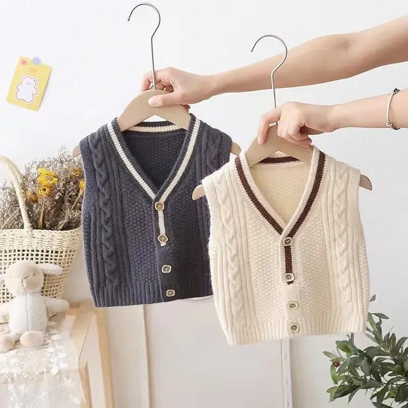 Children Knitted Chunky Sweater Outwear Vest kids