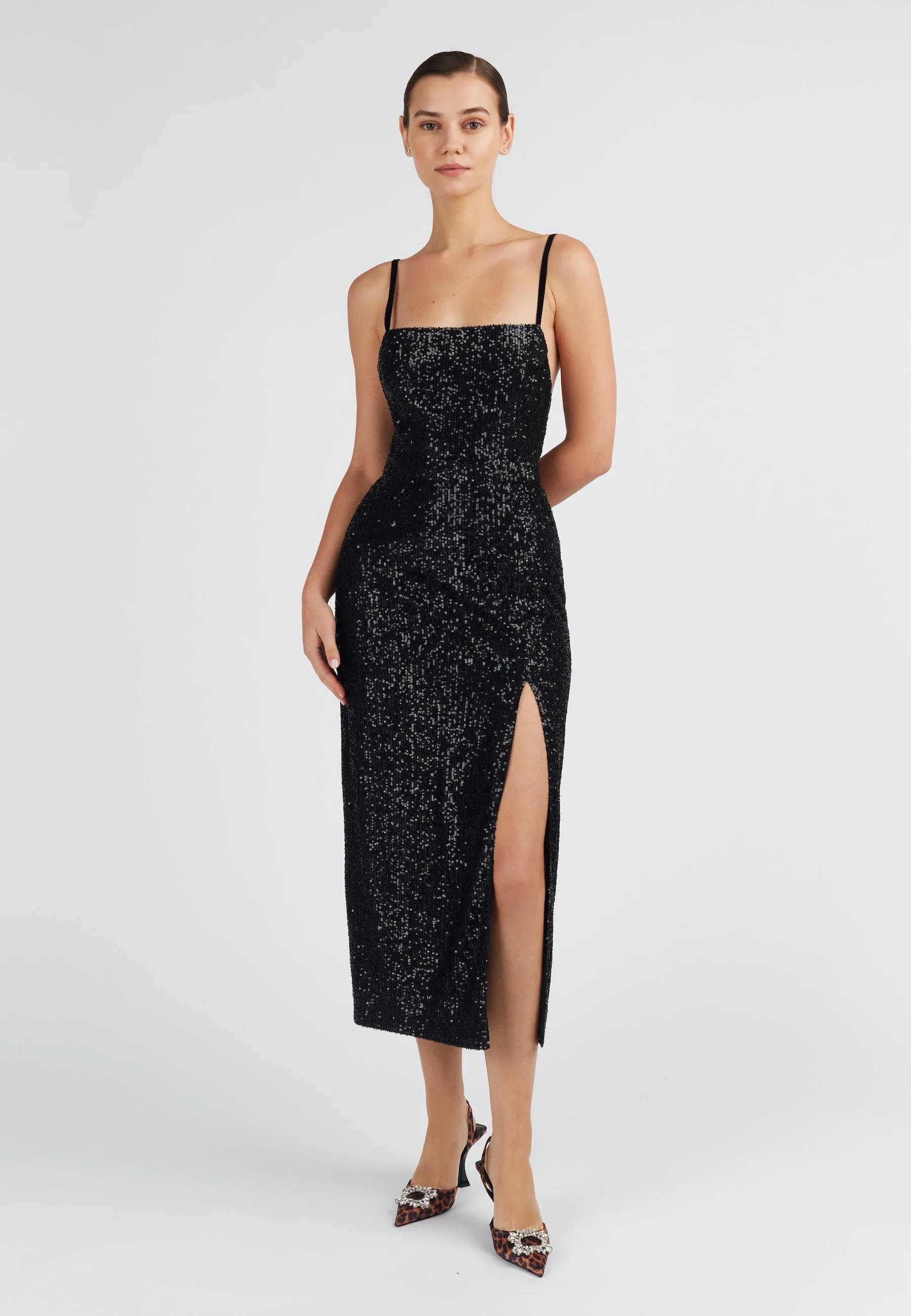 CHLOE black sequin cocktail dress