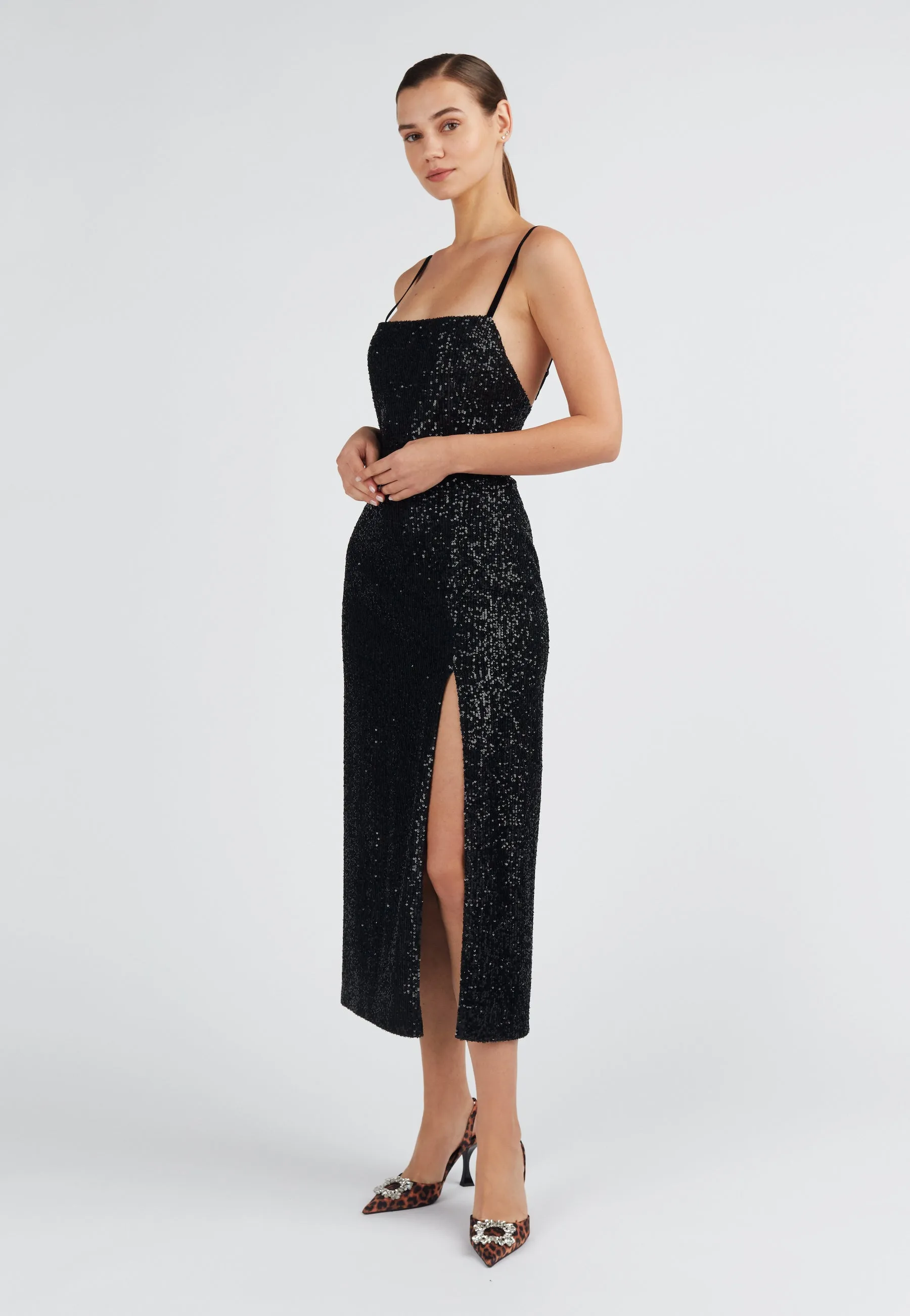 CHLOE black sequin cocktail dress