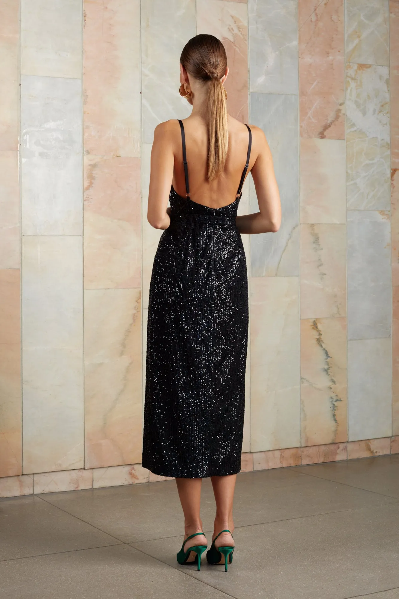 CHLOE black sequin cocktail dress