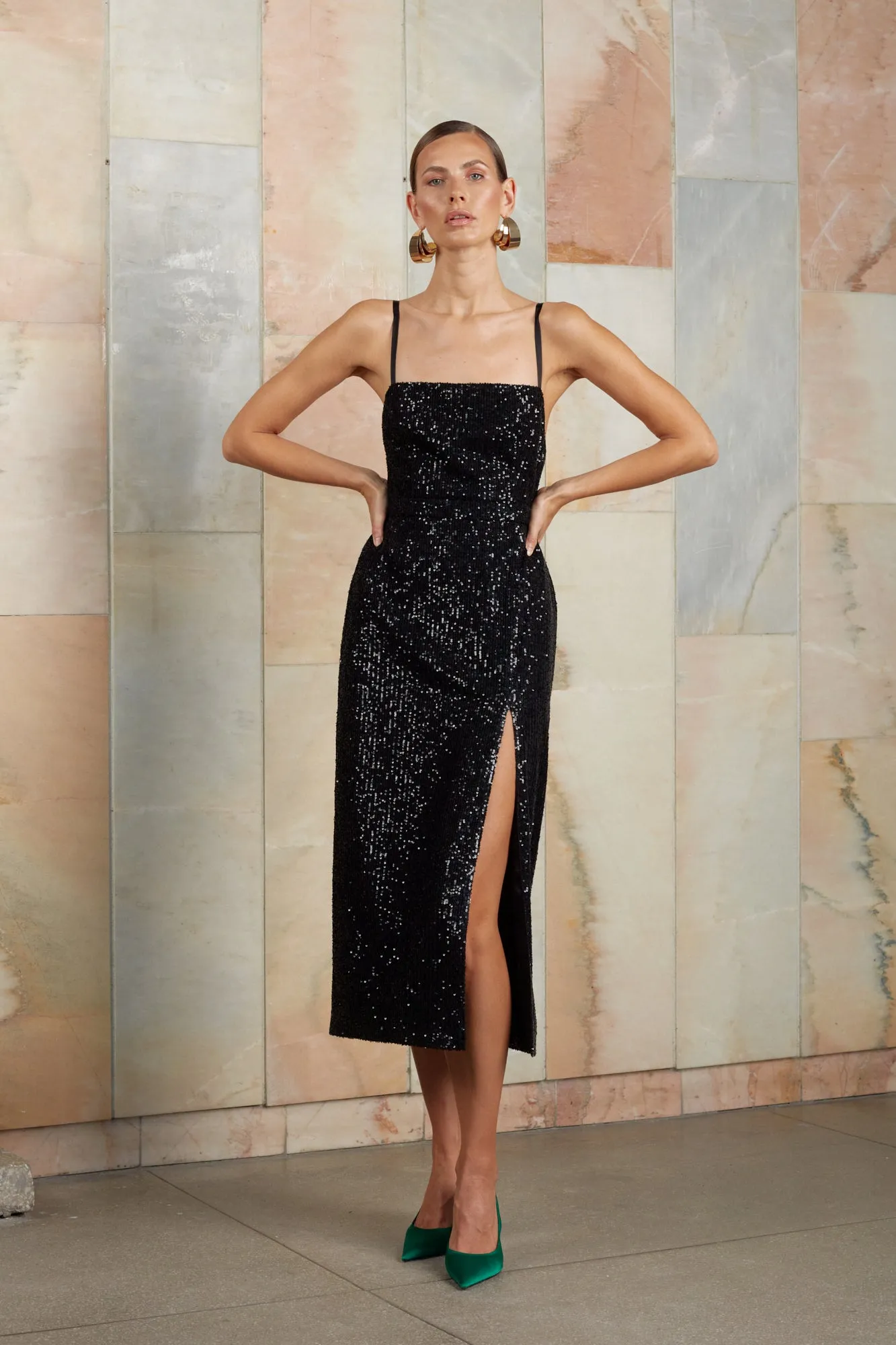 CHLOE black sequin cocktail dress