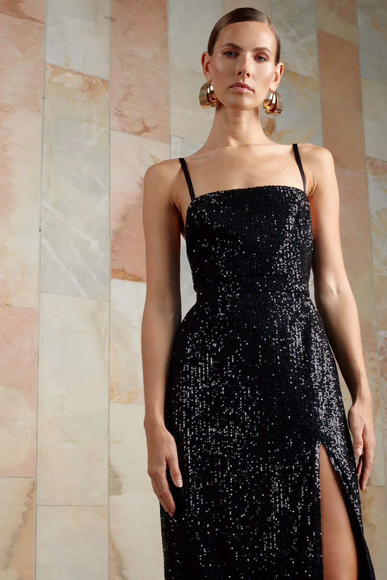 CHLOE black sequin cocktail dress