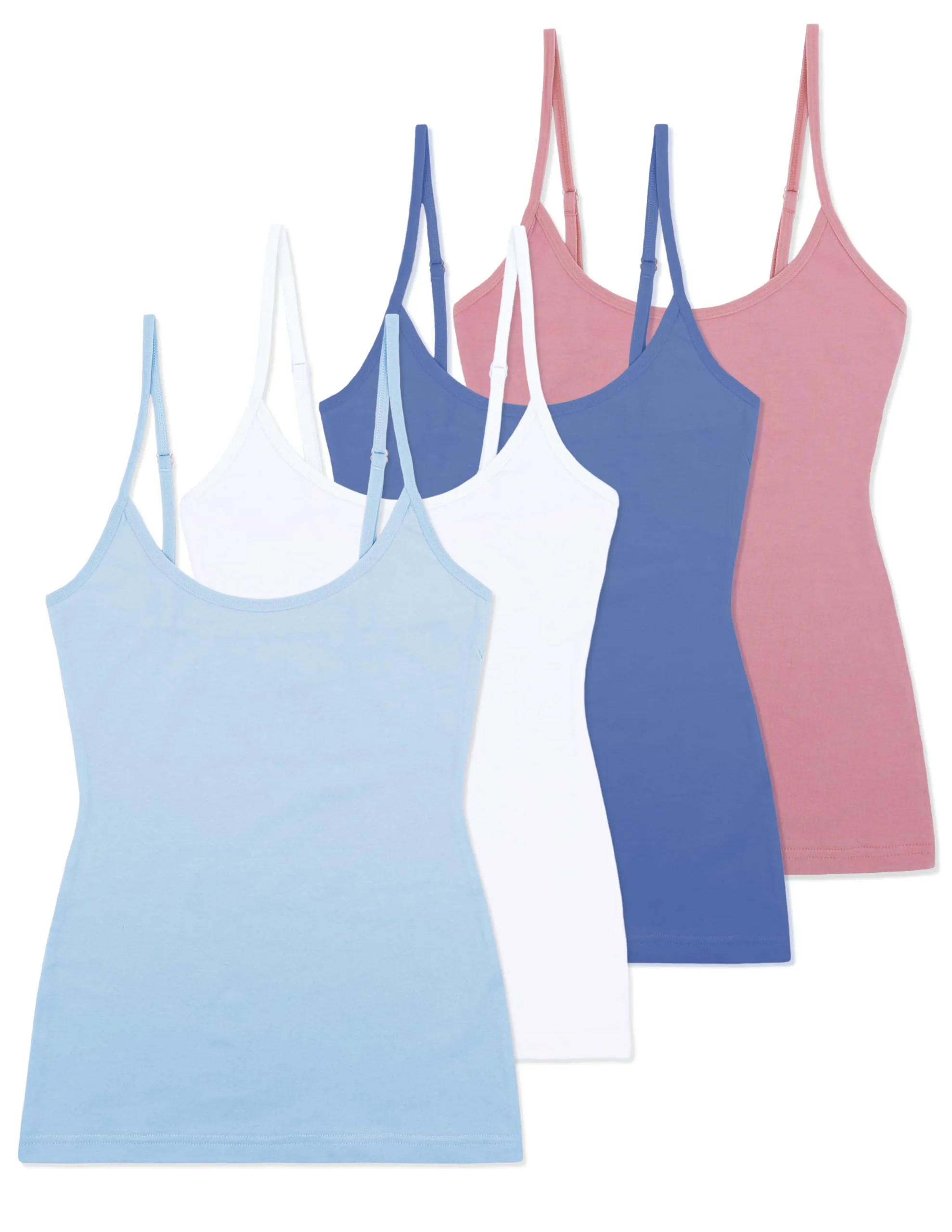 Comfneat Women's 4-Pack Slim-Fit Camisoles Cotton Adjustable Spaghetti Strap Top