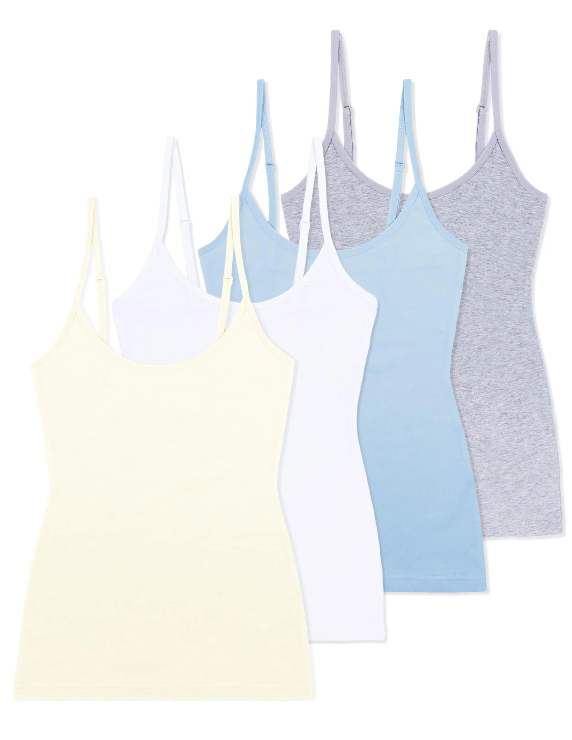 Comfneat Women's 4-Pack Slim-Fit Camisoles Cotton Adjustable Spaghetti Strap Top