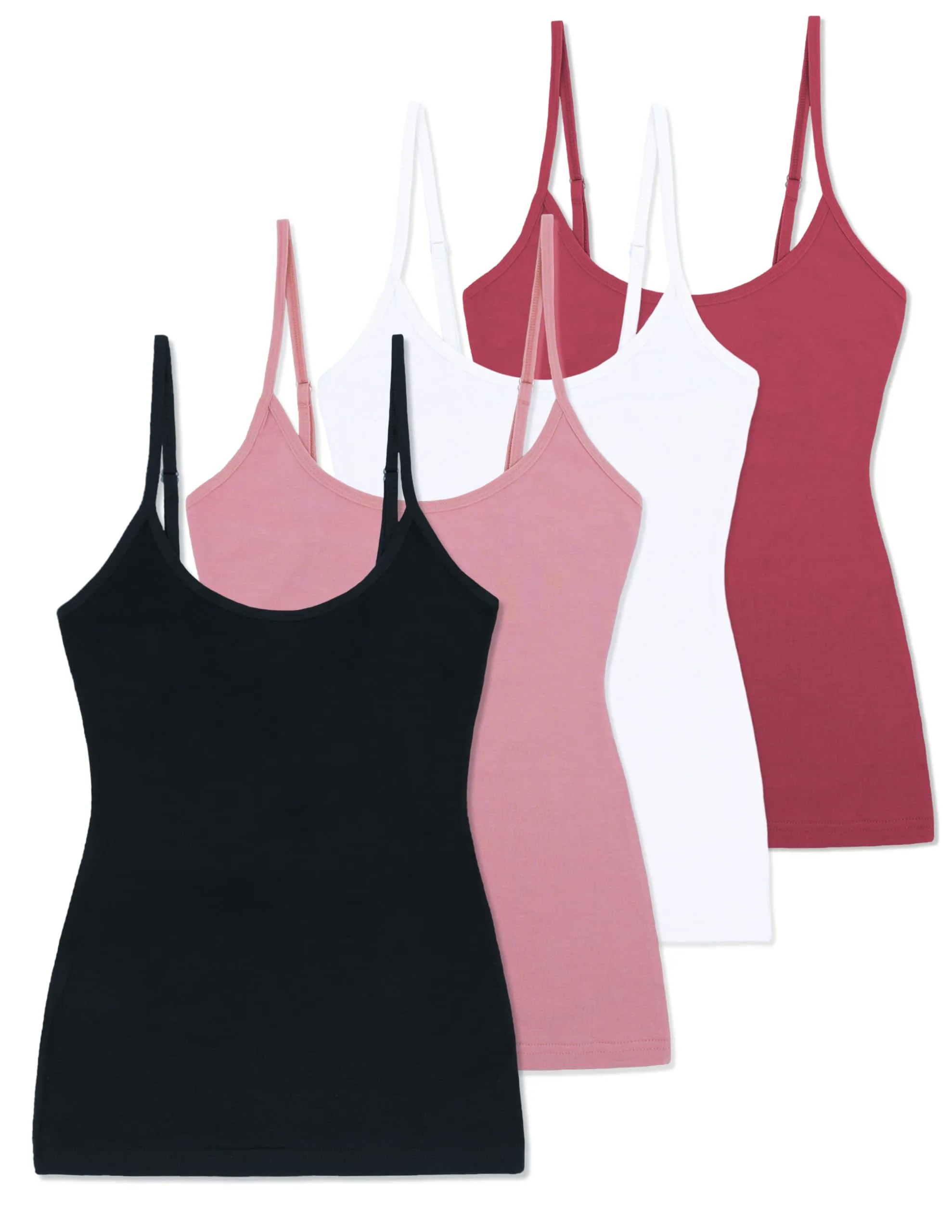 Comfneat Women's 4-Pack Slim-Fit Camisoles Cotton Adjustable Spaghetti Strap Top