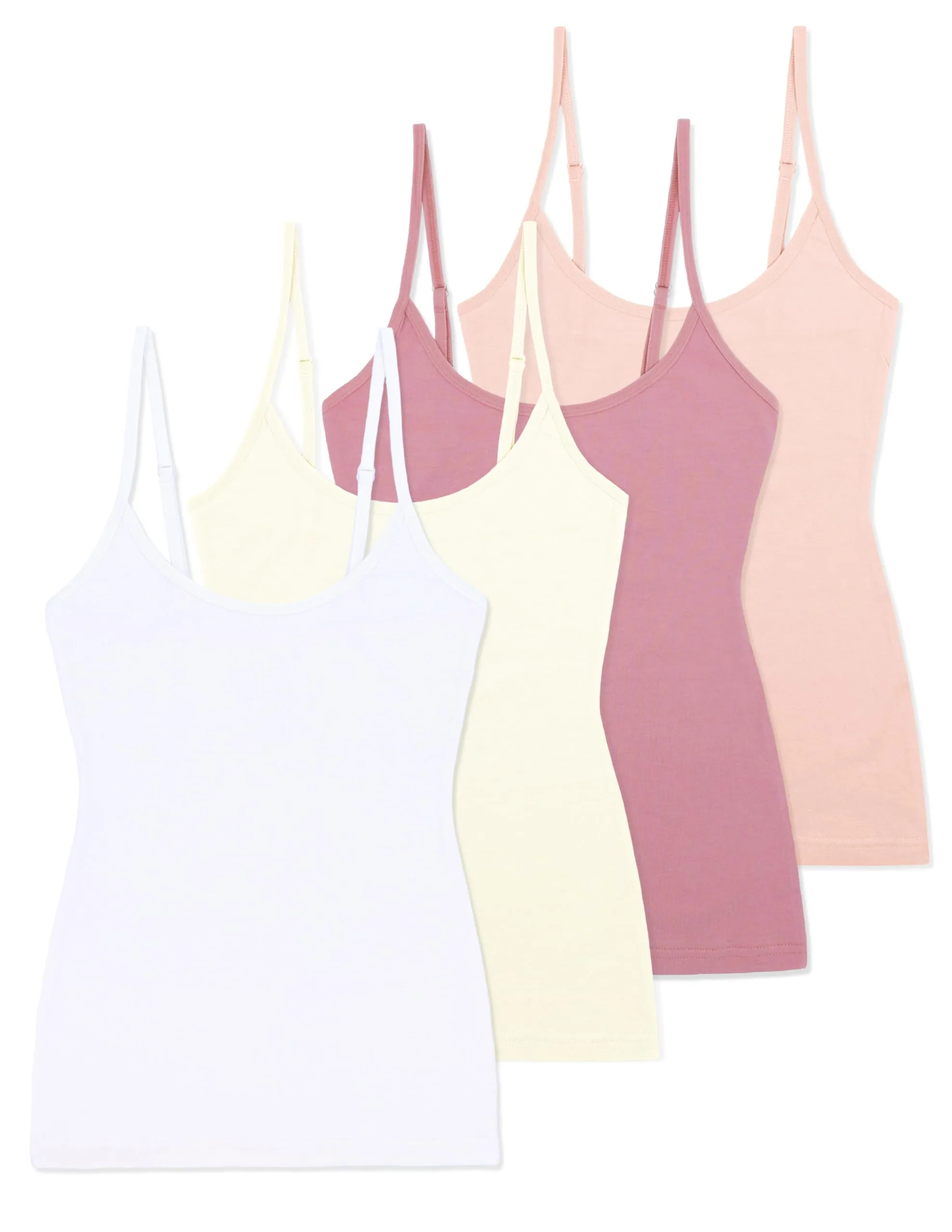 Comfneat Women's 4-Pack Slim-Fit Camisoles Cotton Adjustable Spaghetti Strap Top