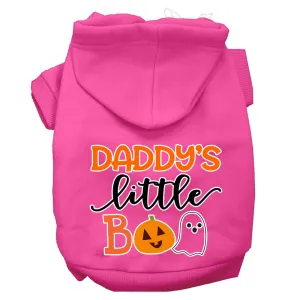 Daddy's Little Boo Screen Print Dog Hoodie Bright Pink S