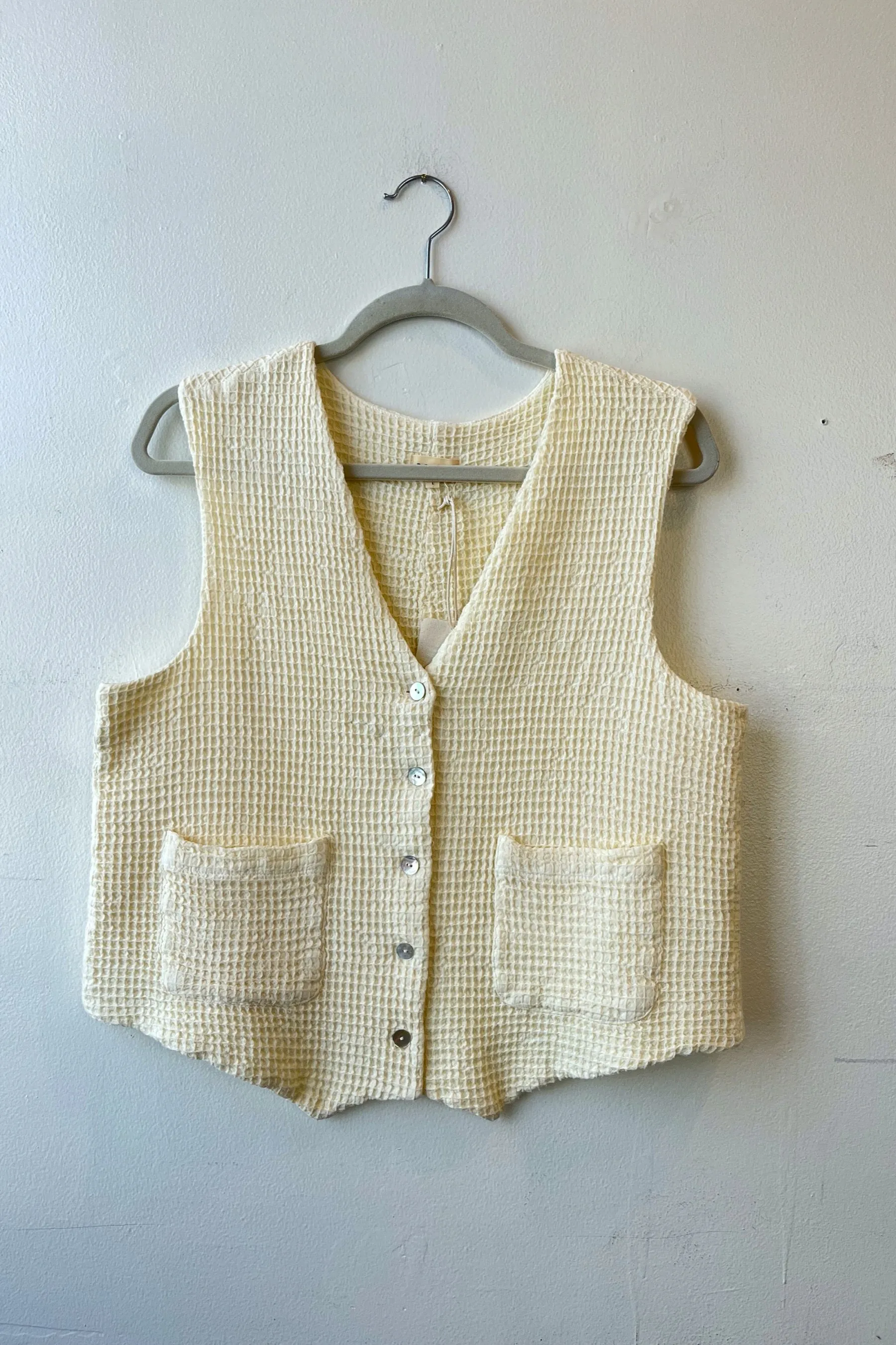 Damaged Cream Waffle Vest