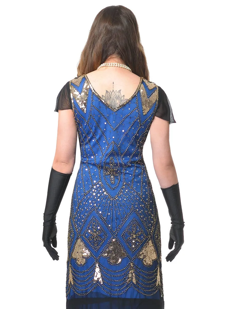 Deluxe Womens Blue 1920s Hollywood Gatsby Dress Costume