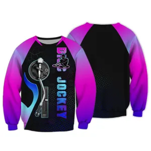 Disc Jockey Neon Light 3D Full Print Shirt, DJ 3D Sweatshirt Hoodie, 3D Zipper Hoodie