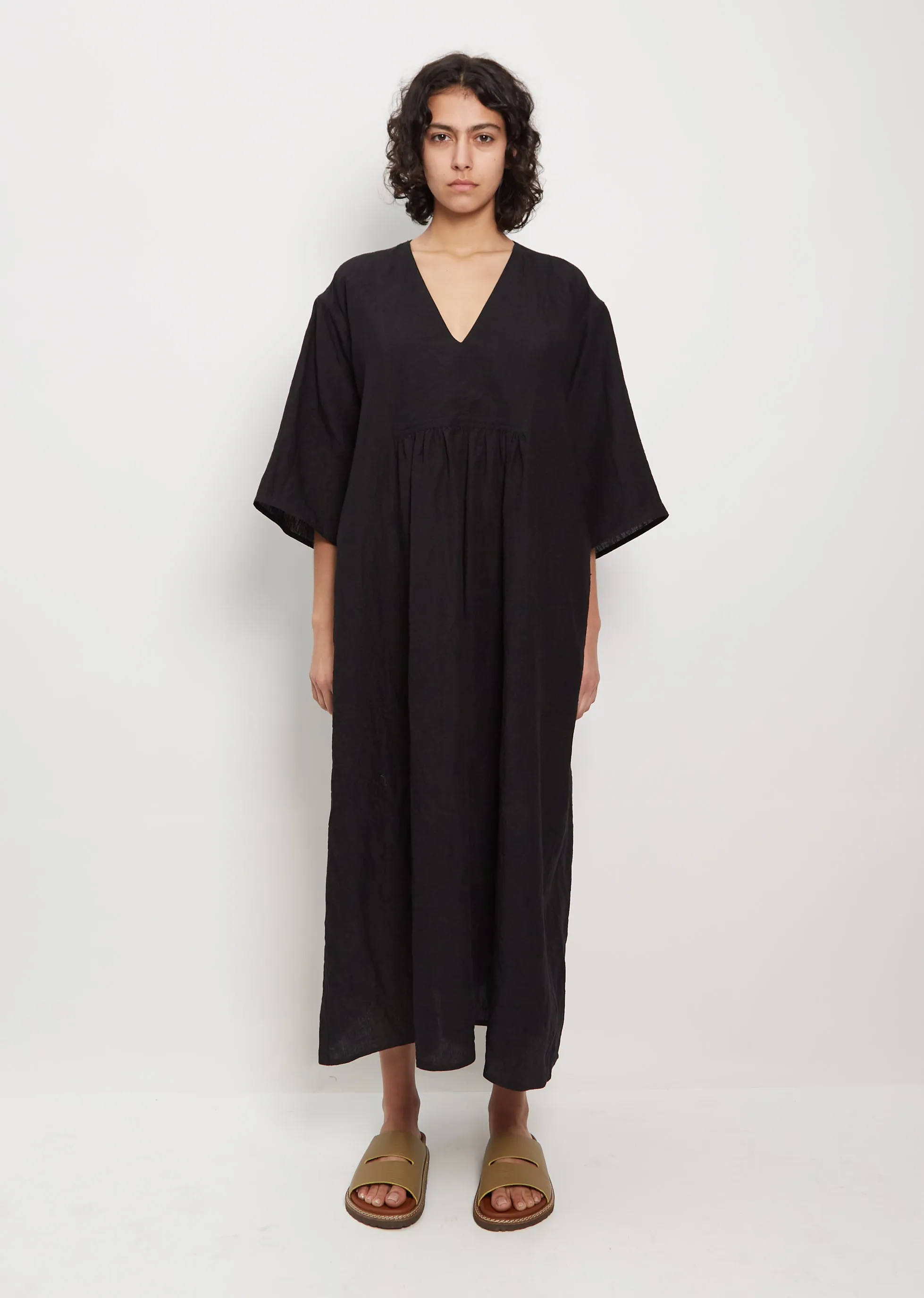 Doralynn Deep Cut Linen Dress