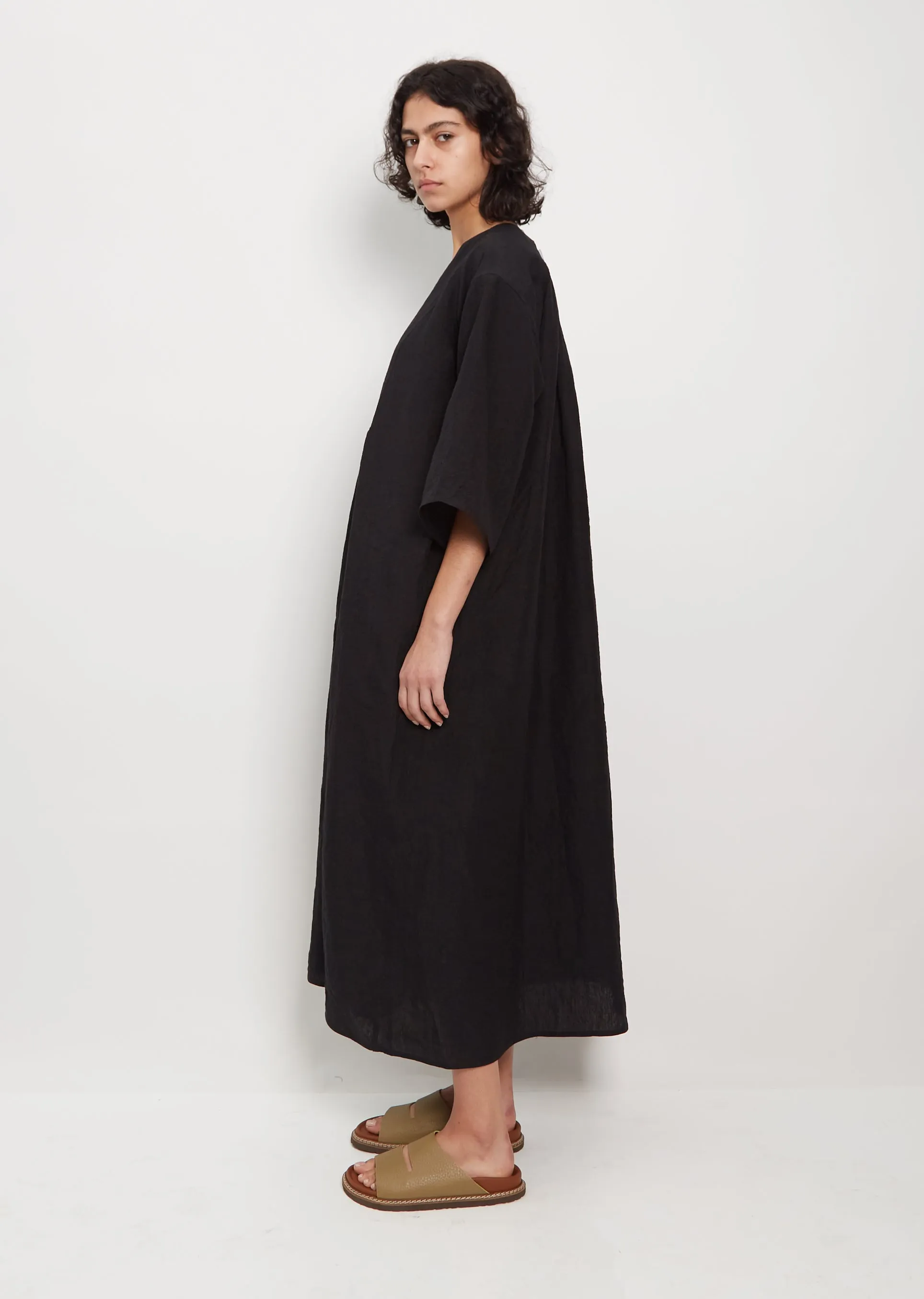 Doralynn Deep Cut Linen Dress