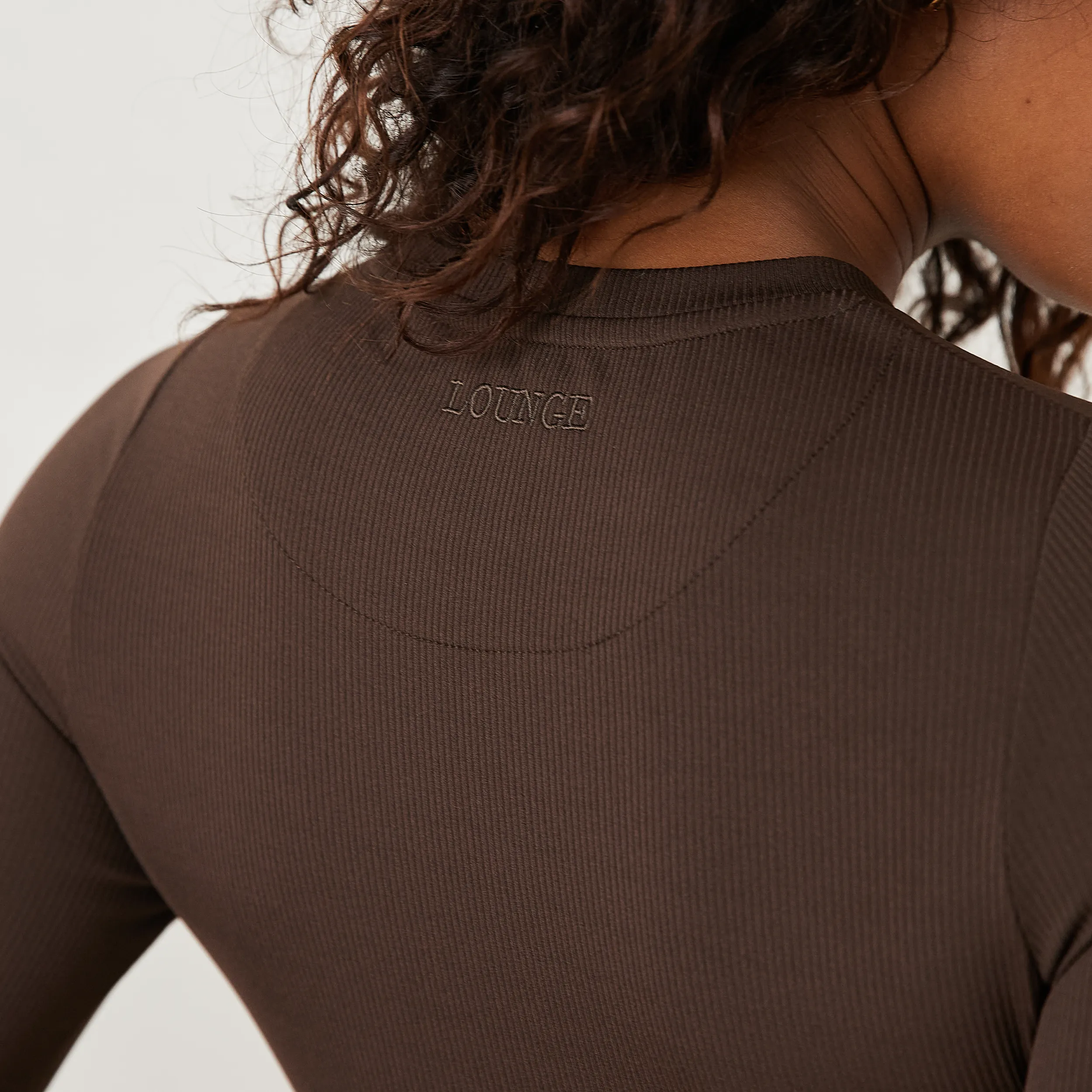 Essential Ribbed Long Sleeve Top - Espresso