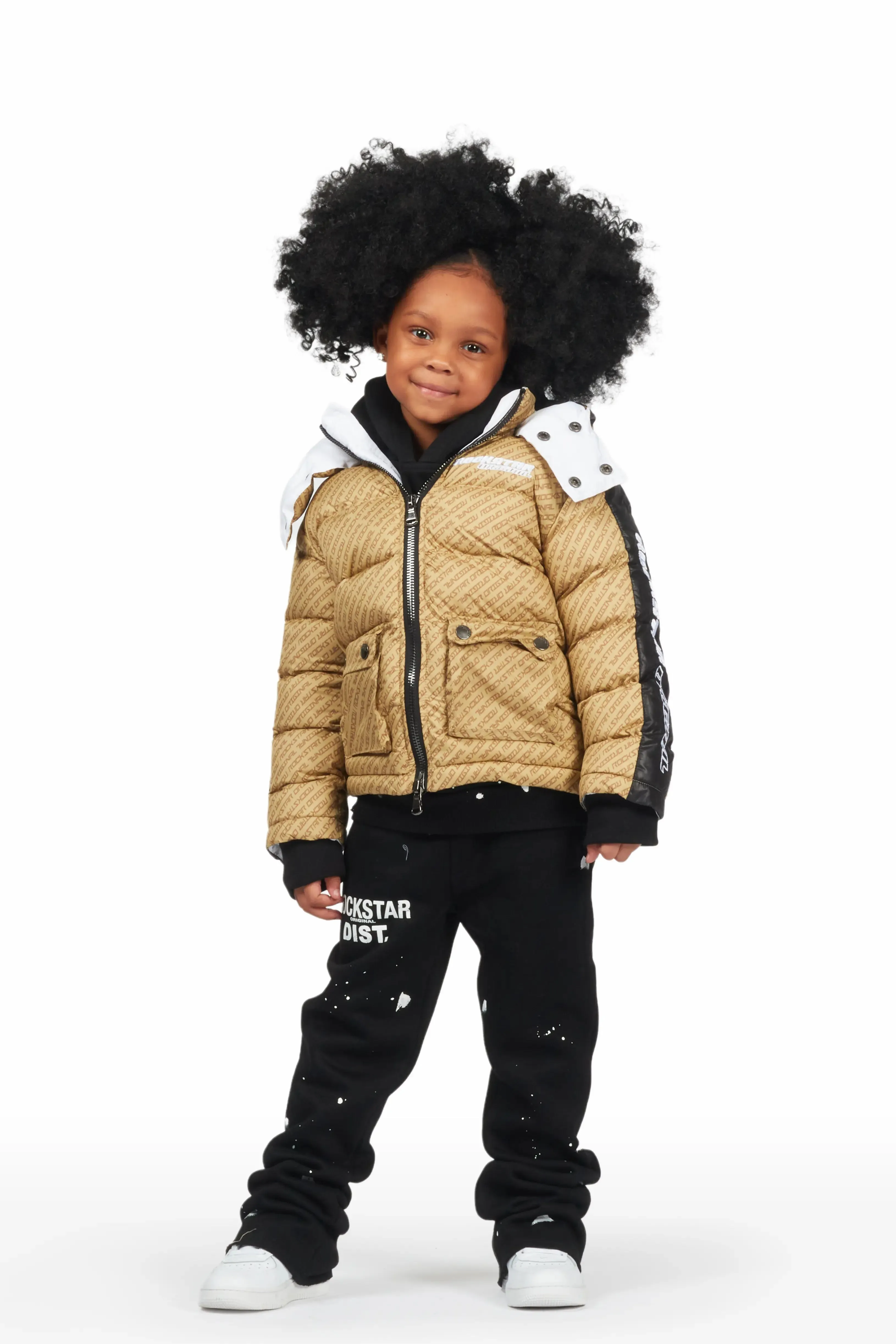 Girls Bryony Beige Heavy Puffer Jacket