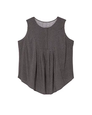 Honora Sleeveless Printed Blouse with Pleats | Black / White