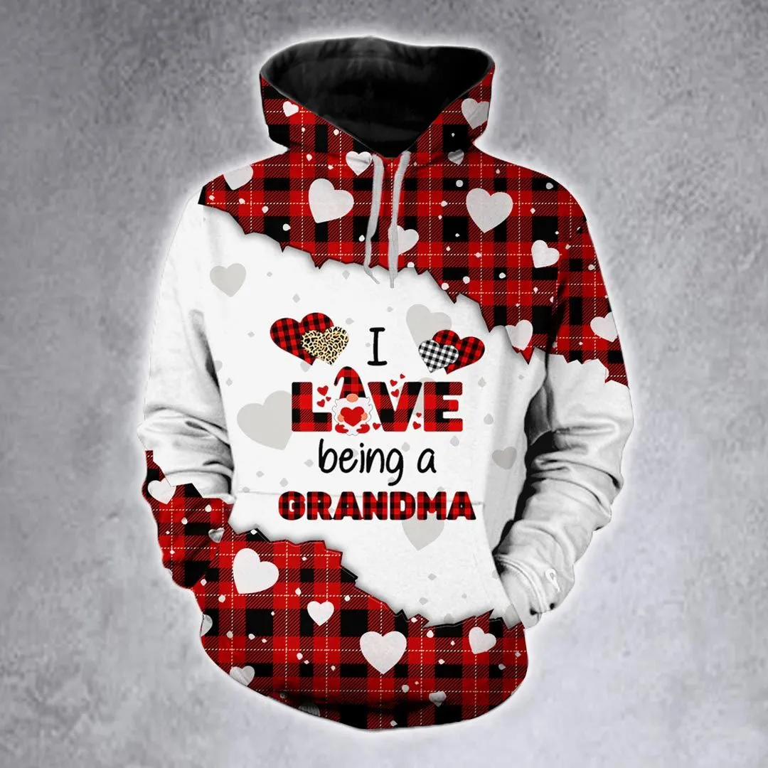 I Love Being A Grandma Leopard Red Buffalo Christmas Hoodie