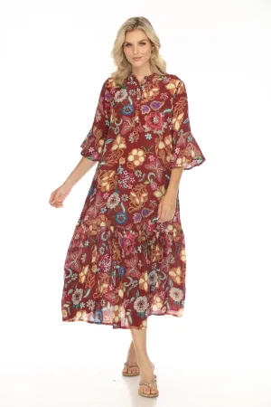 Johnny Was Nash Floral Silk Midi Dress C34724B9 Boho Chic