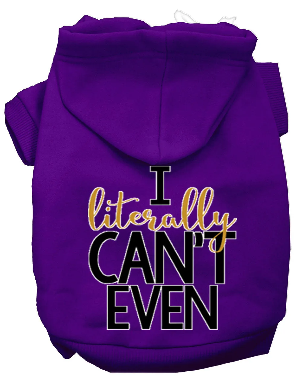 Literally Can't Even Screen Print Dog Hoodie Purple Xl