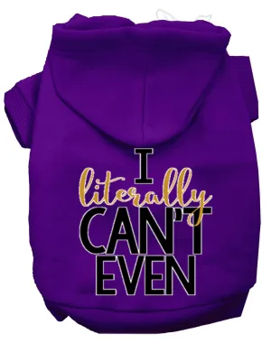 Literally Can't Even Screen Print Dog Hoodie Purple Xl