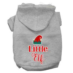 Little Elf Screen Print Dog Hoodie Grey S