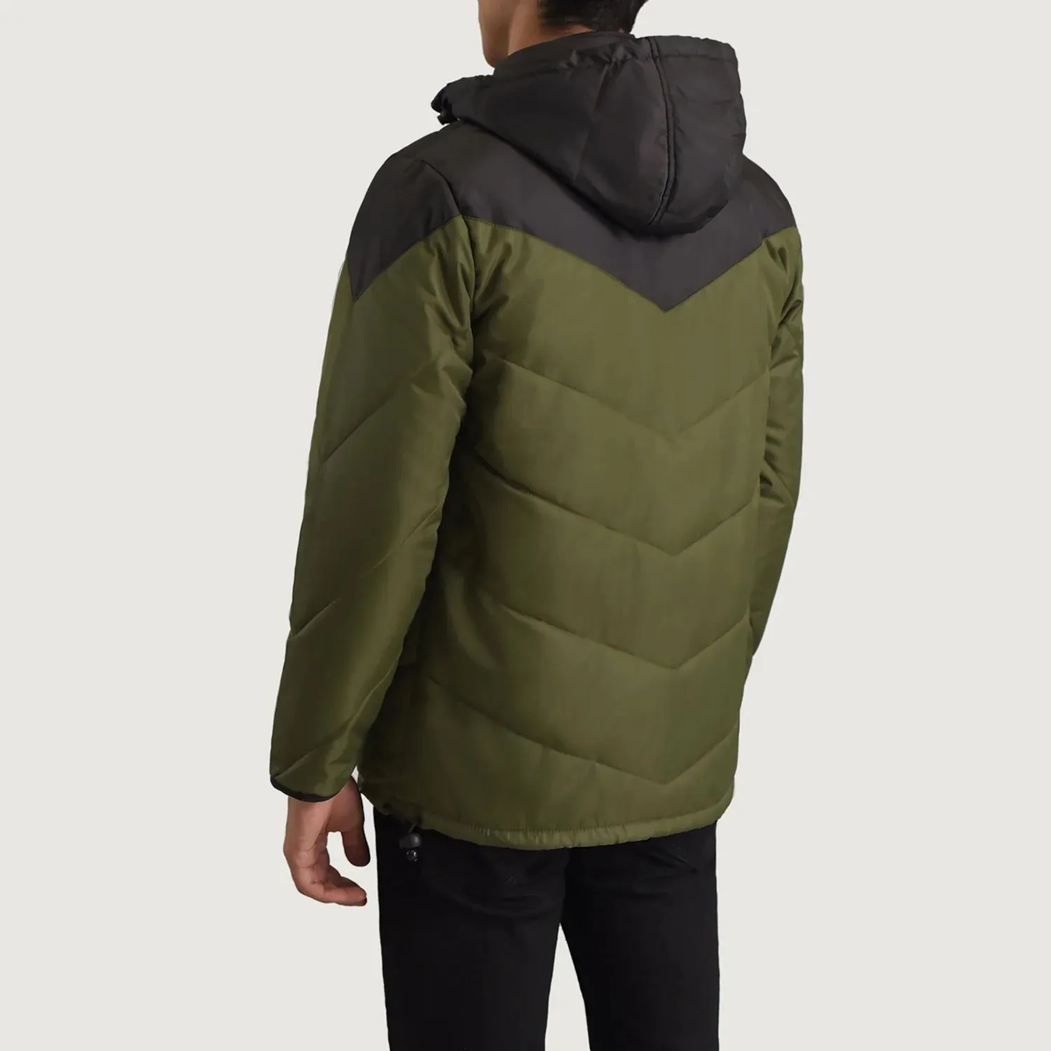 Luka Black & Green Hooded Puffer Jacket