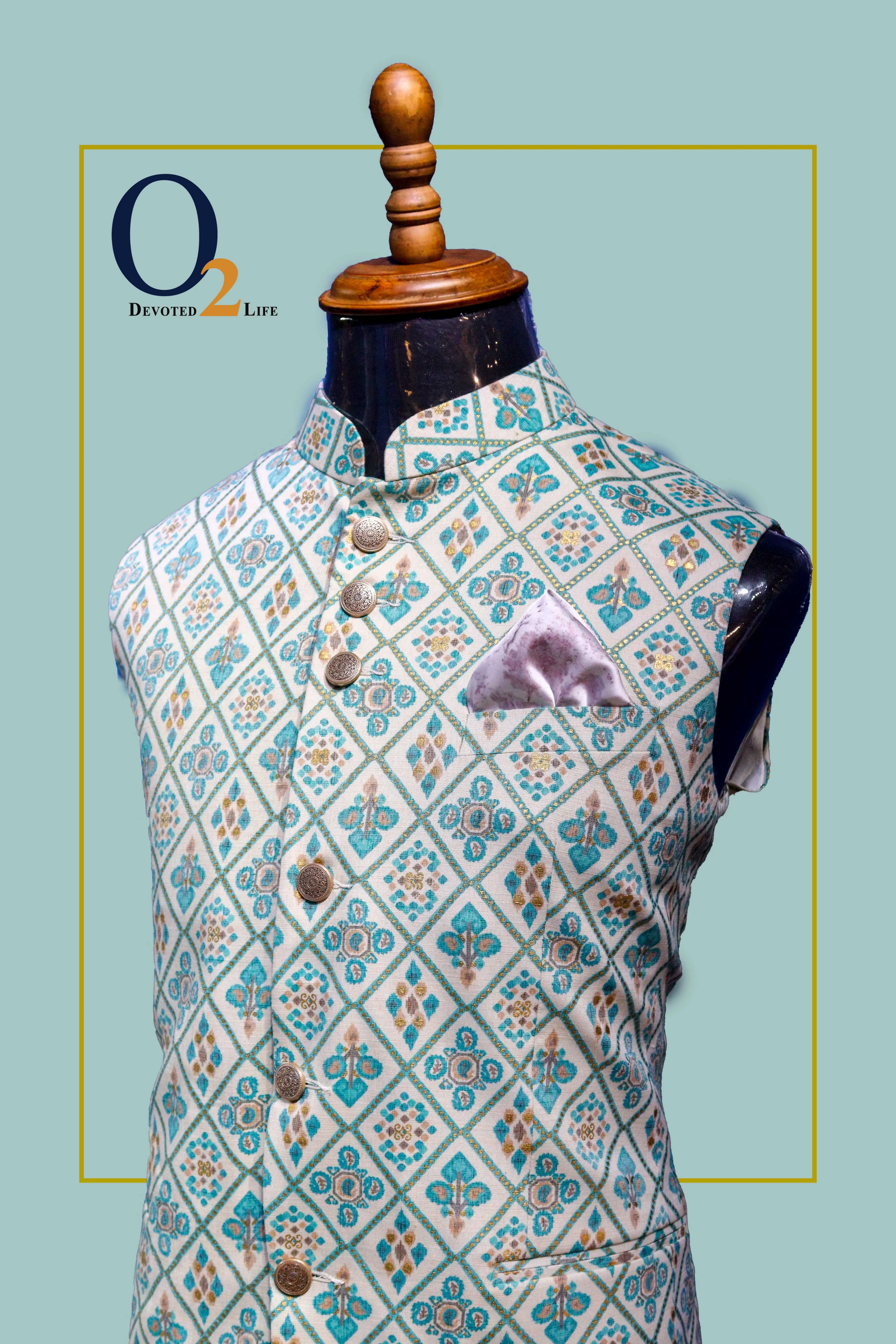 Luxurious Sapphire Green Ethnic Vest