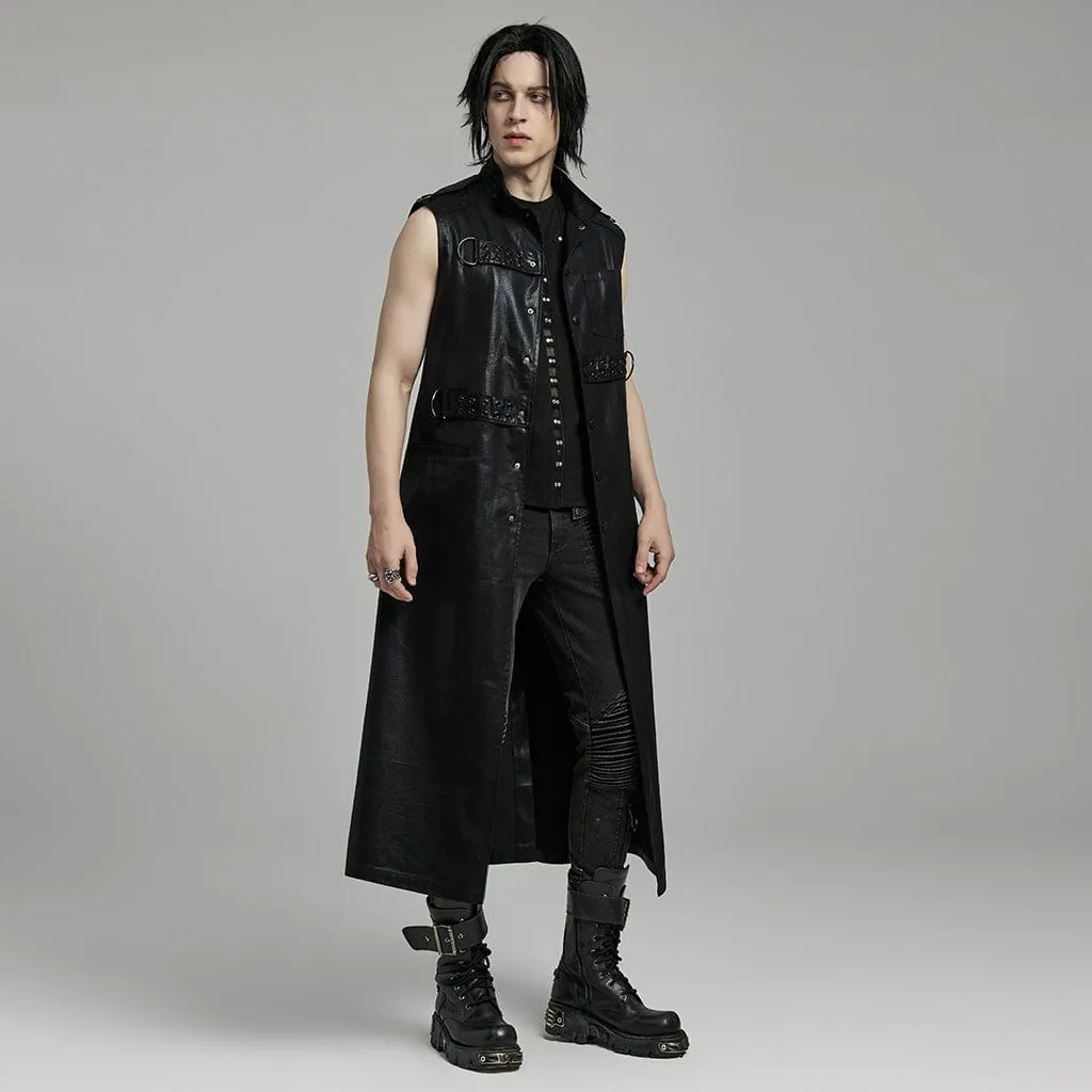 Men's Punk Stand Collar Faux Leather Vest