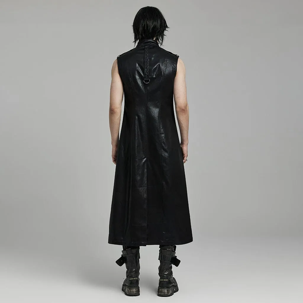 Men's Punk Stand Collar Faux Leather Vest