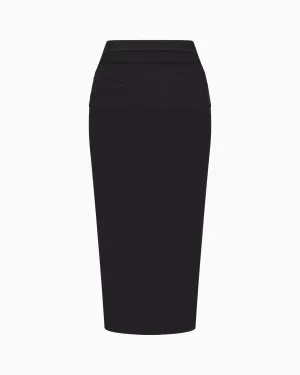 Mesh Stretch Cutout Skirt | Black