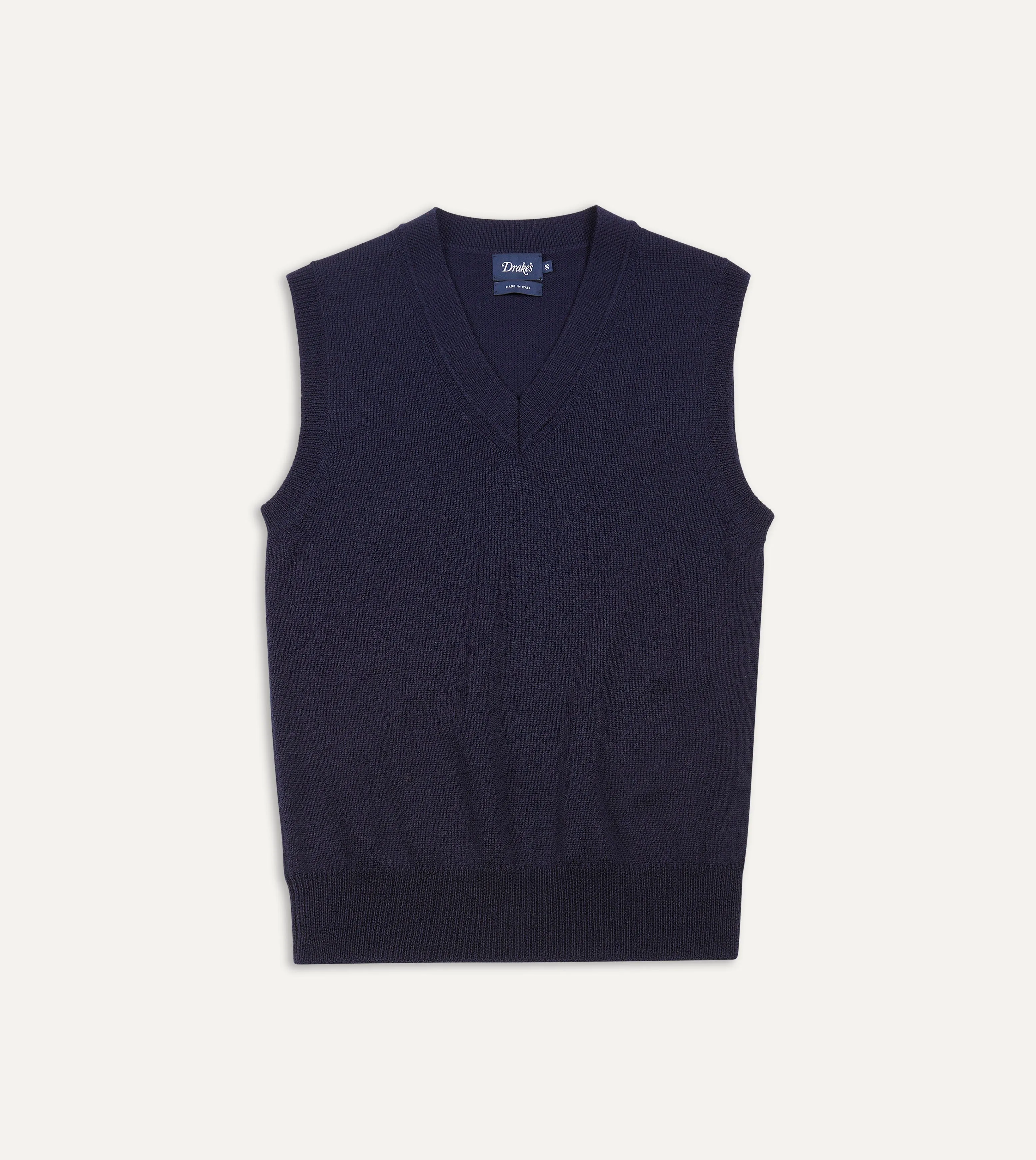 Navy Merino Wool Knitted Vest