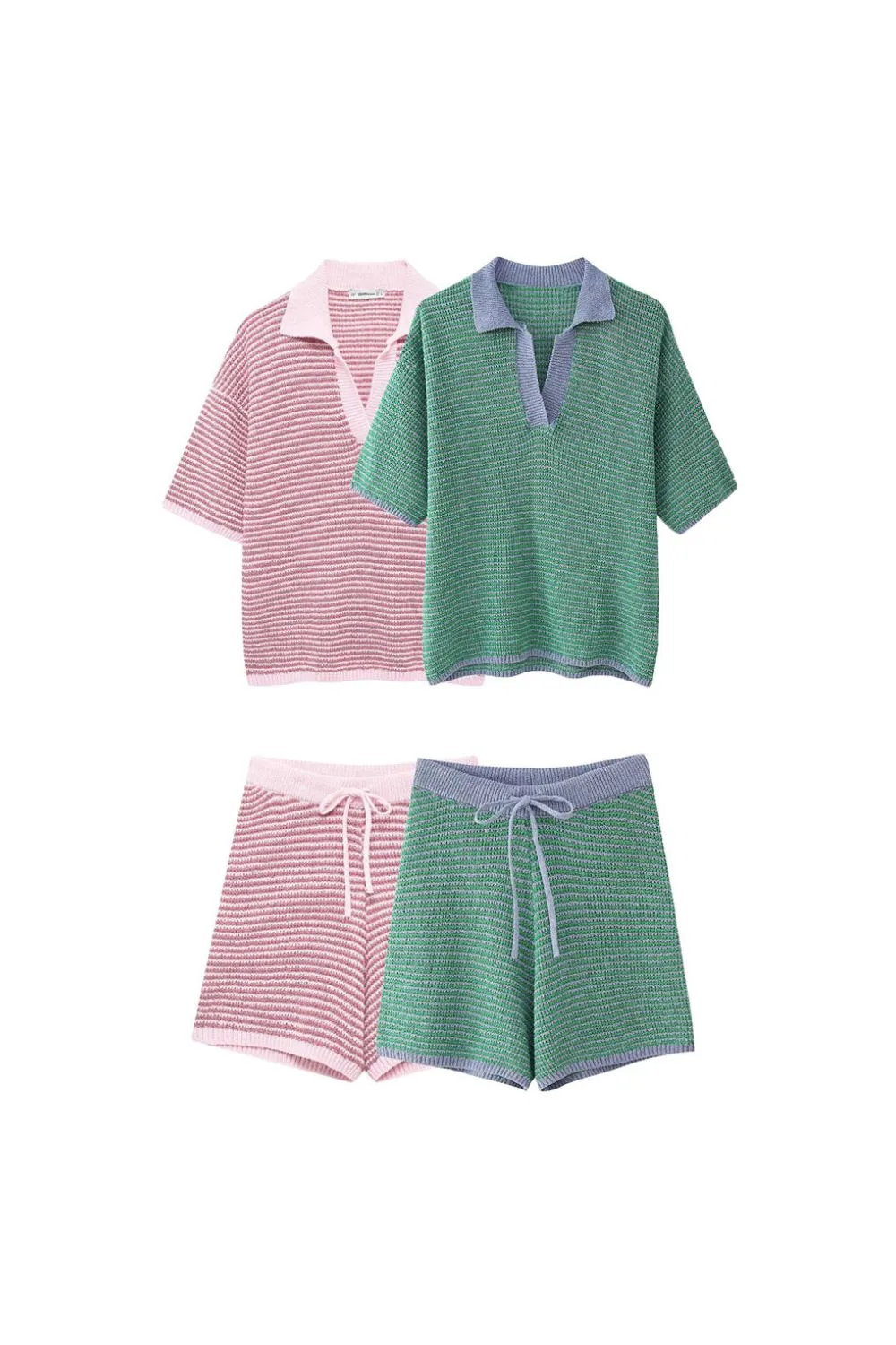 ‘Oksana’  Short Sleeve Knit Top & Casual Shorts Set （Sold Seperately)