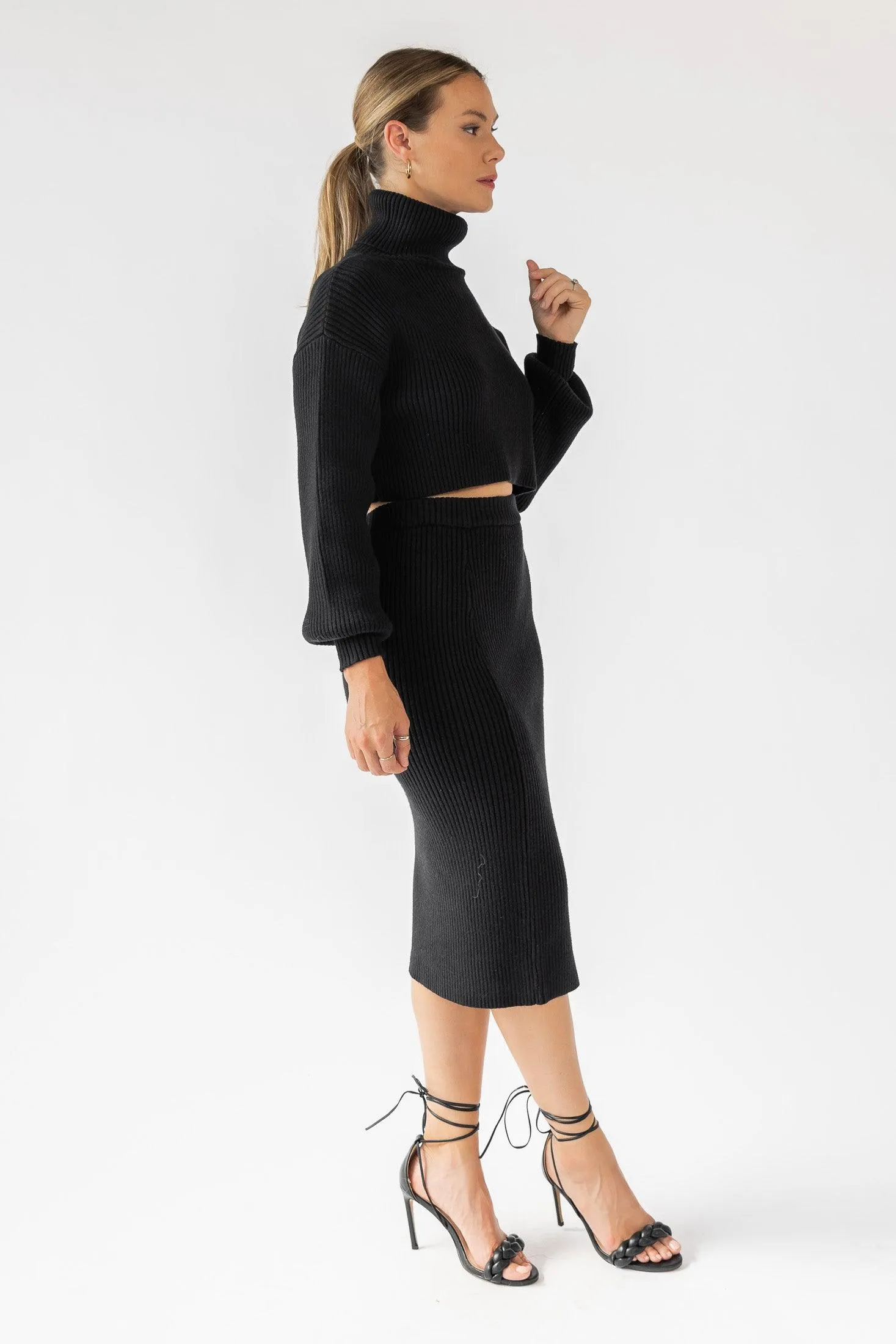 Oren Black Knit Pencil Skirt