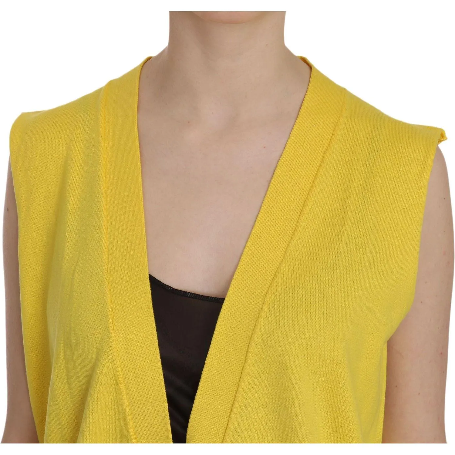 PINK MEMORIES Elegant Yellow Sleeveless Cotton Vest