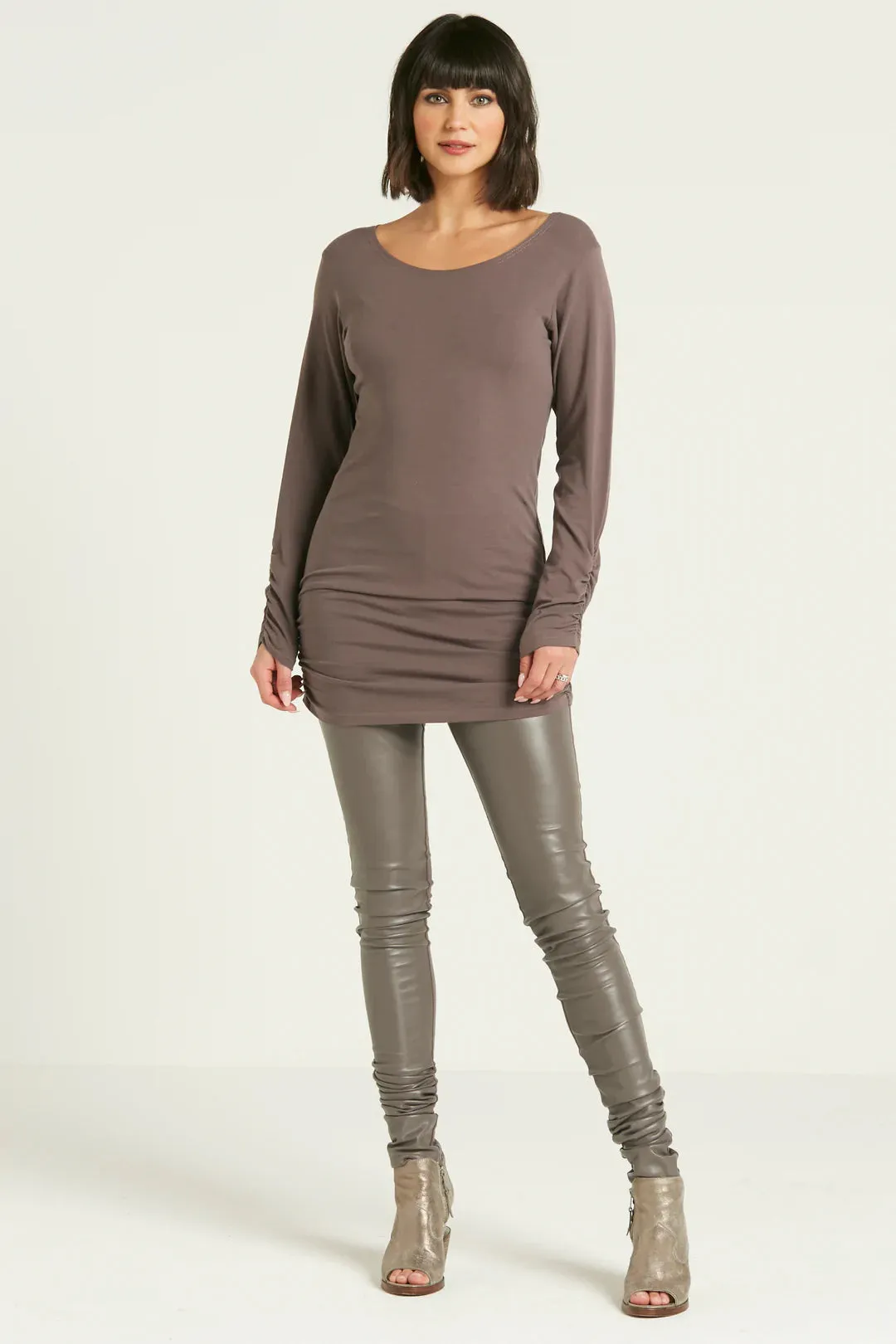 PLANET 5326LY COTTON LYCRA LONG SLEEVE RUCHE TOP