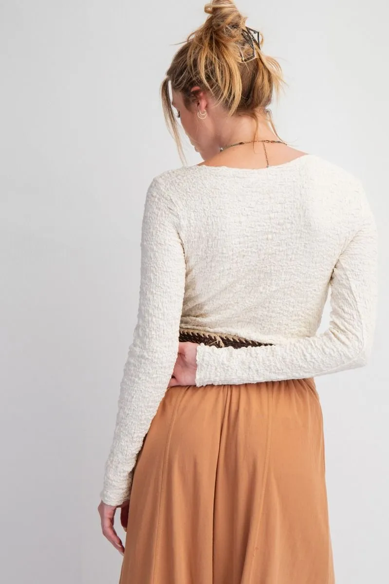 Popcorn Knit Fitted Top #011