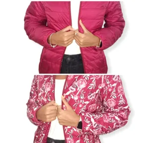 Puffer Women "Double-Face" Jacket - Crimson x Flowery