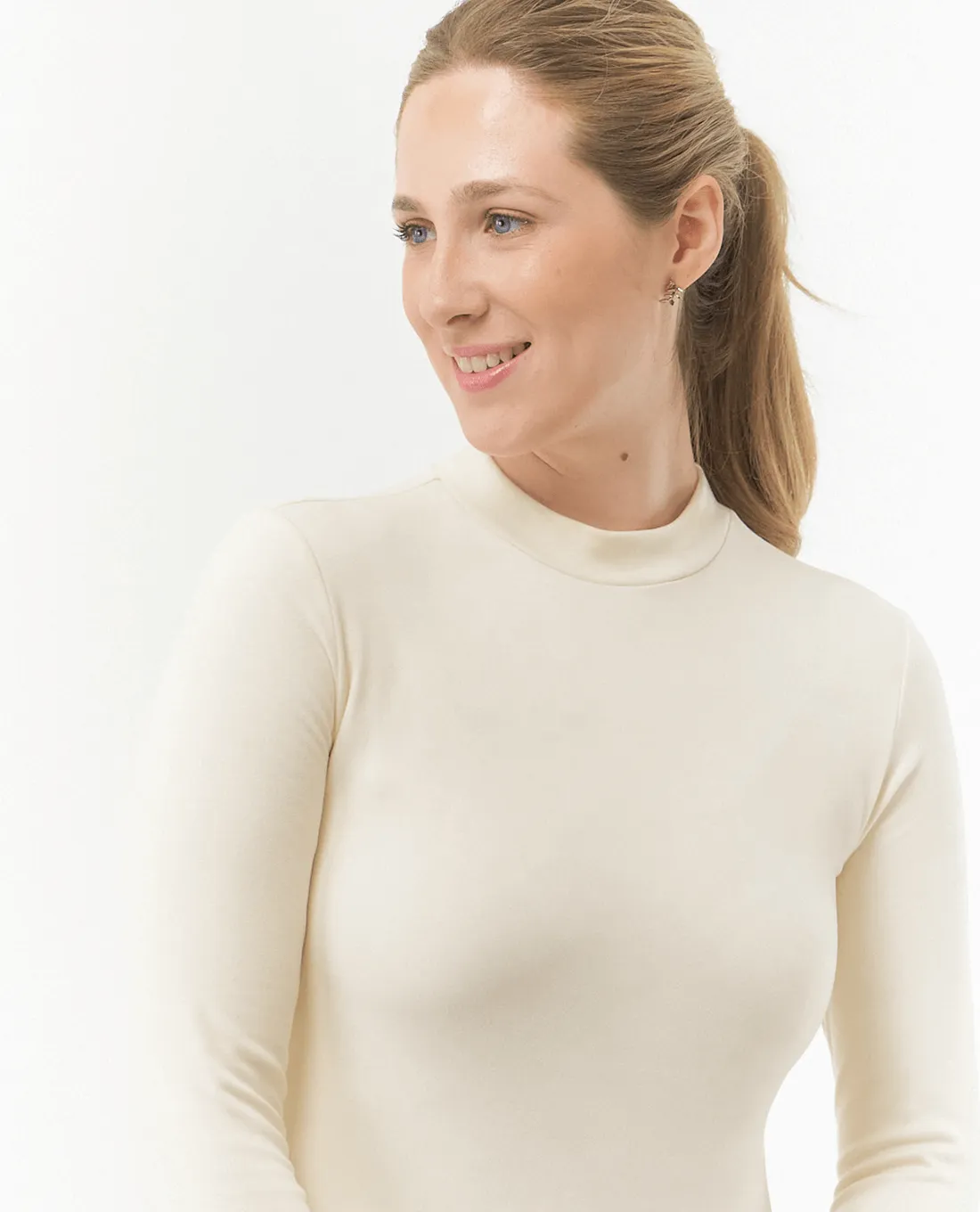 PURE GOLF Olwen Mock neck Winter Top 502 Champagne