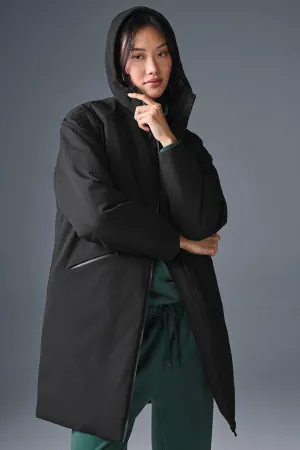 Rain Or Shine Puffer Long Coat - Black